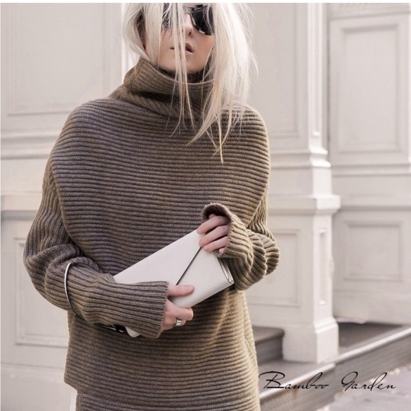Aritzia Babaton Mika Wool and Cashmere Turtleneck Ribbed Knit Sweater - Picture 12 of 13
